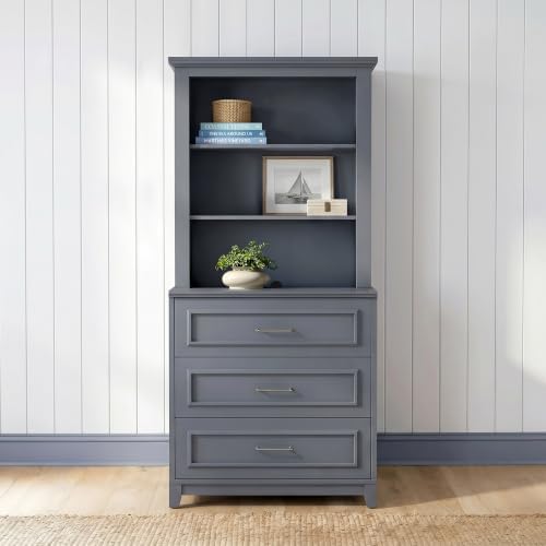 Martha Stewart Lily Pond Modular 3 Drawer Cabinet and Hutch, Slate Blue