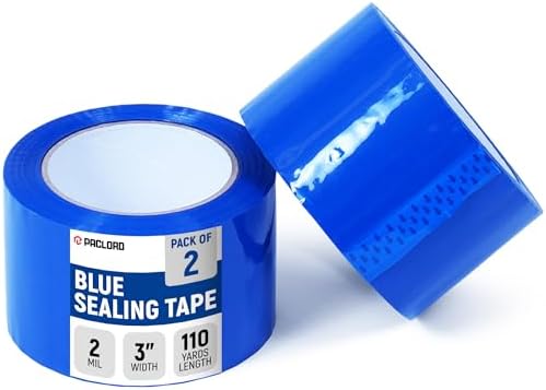 3" x 110 Yards Blue Packing Tape, 2 Rolls - 2.0 Mil Carton Sealing Tape