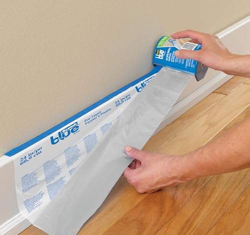 ScotchBlue Pre-taped Painter's Plastic with Dispenser, Unfolds to 48 inches by 30 yards,PTD2093EL-48