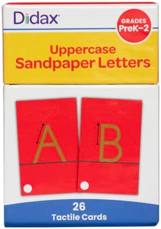 Didax Uppercase Sandpaper Letters - 28 Tactile Alphabet Cards for Grades Pre-K to 1st - Educational Letter Resources for Young Learners
