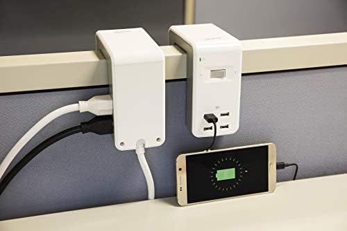 APC Desk Mount Power Station PE6U4W, U-Shaped Surge Protector with USB Ports (4), Desk Clamp, 6 Outlet, 1080 Joules , White