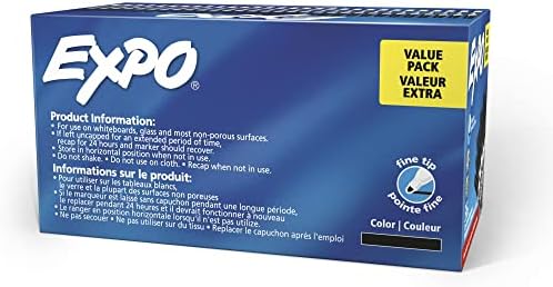 EXPO Dry Erase Markers, Low Odor Ink, Black, Fine Tip, 36 Count - Easily Erases, Ideal for Classroom, Home, Office, Back to School, Teacher Supplies