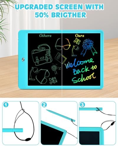 PINKCAT LCD Writing Tablet, Doodle Board Toys Gifts for 3-8 Year Old Girls Boys, 10 Inch Mess Free Coloring Books, Drawing Pad for Kids, Gifts for Toddler Christmas Stocking Stuffers Travel, Blue