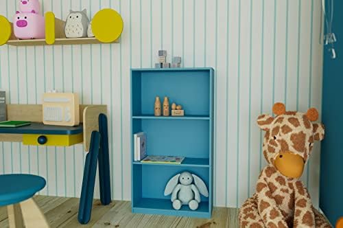 Furinno Basic 3-Tier Book Shelf with Open Shelves, Light Blue
