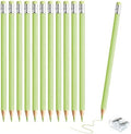 24PCS Macaron Green Colored Pencils with Eraser Pre Sharpened Pencil 2 HB - Ideal for Checking, Grading, Tests & Office/School Supplies