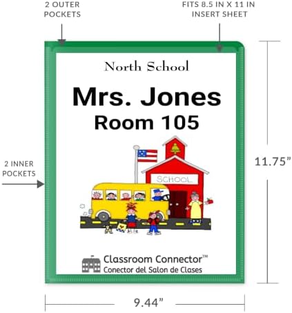 C-Line Classroom Connector School-to-Home Folders, Green, 25 per Box (32003)
