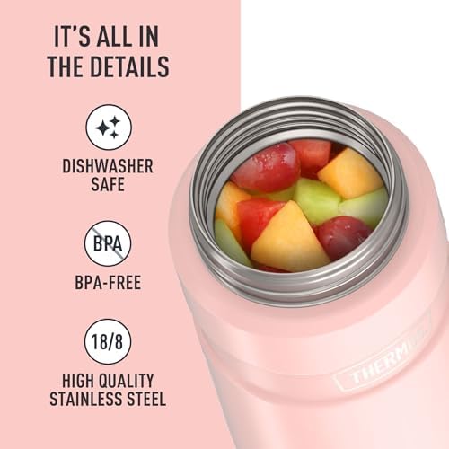 THERMOS Stainless King Food Jar with Bowl, 24oz, Matte Pink