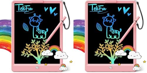 TEKFUN LCD Writing Tablet for Kids, 10-inch Coloring Drawing Pad, Mess Free Doodle Board, Christmas Gifts for Girls and Toddlers, Toys for 3 4 5 6 7 8 Year Old Boys (Pink) (Pack of 2)