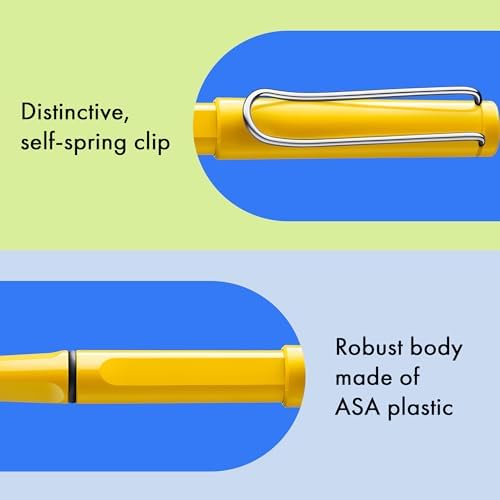 Lamy safari yellow - Rollerball Pen with ergonomic grip & line width M - for pleasant long writing - made of robust ASA plastic - including rollerball refill M 63 in black