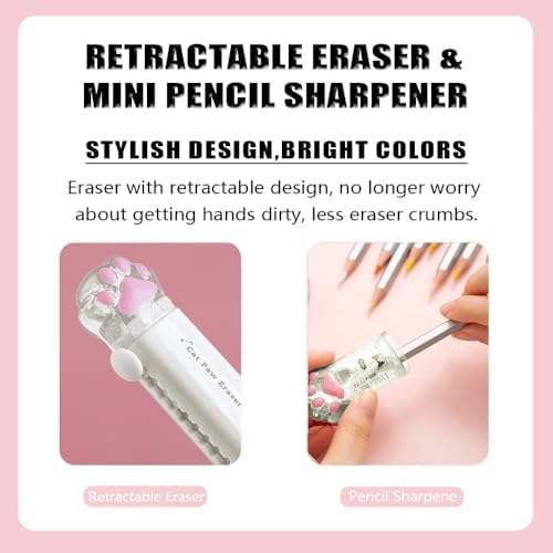 9Pcs Cute School Supplies, Cute Stationery,Includs Pencil Sharpener
