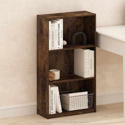 Furinno Basic 3-Tier Book Shelf with Open Shelves, Amber Pine