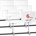 FoldTier 6 Set 5.5 x 7 Inch Clothing Rack Sign Holder Aluminum Alloy Retail Sign Holder with Clamp Acrylic Frame for Retail Stores Price Card Display(Silver)
