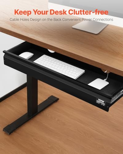 VEVOR Under Desk Drawer Slide Out, 26 inch Under Desk Mounted Pull-out Drawer Attachment, Hidden Under Counter Drawers for office Home Sit Stand Workstation, Black