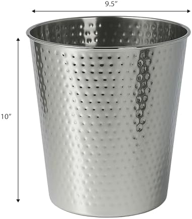 happimess Axel 2 Gal Hammered Steel Waste Bin 10", Polished Steel
