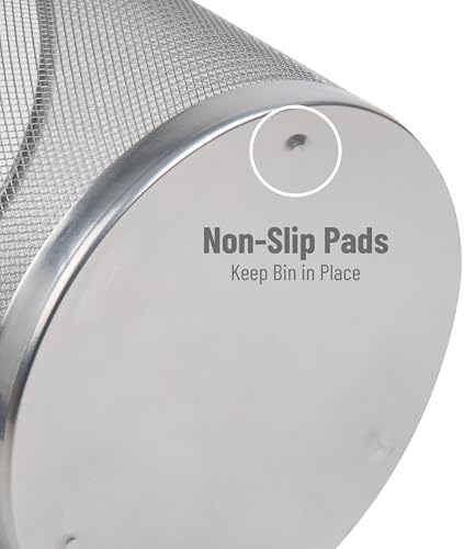 Mind Reader Mesh Trash Can, 16.65L (4.4 gal), Waste Paper Basket, Round, Office, Metal Mesh, Set of 2, Silver