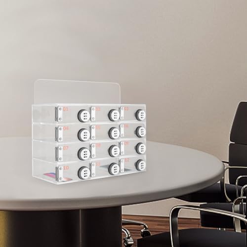 Cell Phone Locker Box,12 Slots Cell Phone Storage Locker, Clear Acrylic Storage Cabinet Wall Mounted for School Factory Office