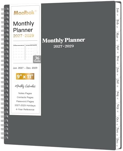 2027-2029 Monthly Planner/Calendar - Jan. 2027 - Dec. 2029, 3 Year Calendar