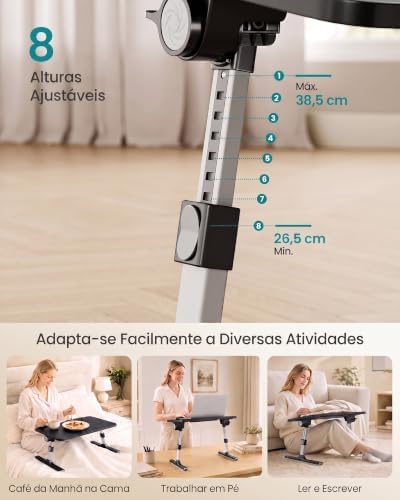 SONGMICS Laptop Bed Desk, Adjustable Lap Desk for Bed with 8 Heights