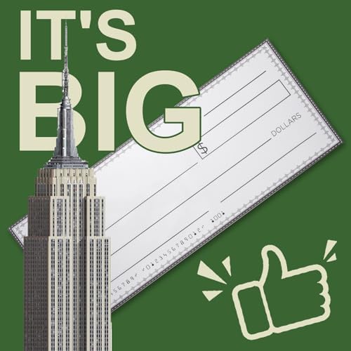 33 * 14 Inch Large Giant Big Fake Oversized Checks Award for Presentations Hard Collapsible Reusable Premium PP Plastic Board with Marker and Adhesive Strips (2 Pack)