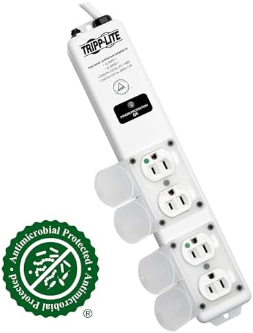 Tripp Lite Safe-IT 4-Outlet Medical-Grade Surge Protector Power Strip, UL 60601-1 Compliance, Not for Patient-Care Vicinity, 15ft. Power Cord with NEMA 5-15P-HG Plug, (SPS415HGULTRA)