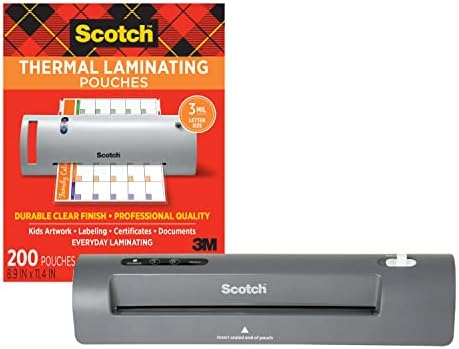 Scotch Thermal Laminator and Pouch Bundle, 2 Roller System, Laminate up to 9" Wide (TL901X) with Scotch Laminating Pouches, 200-Pack (TP3854-200)