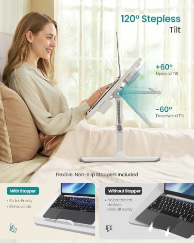 SONGMICS Bed Laptop Desk, Foldable, Adjustable Height, 15.7 x 22 Inches