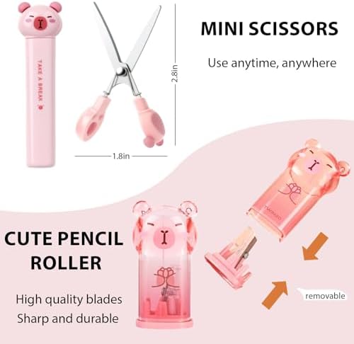 Capybara Stationery Set, Cute Pink School Supplies Gift for Students