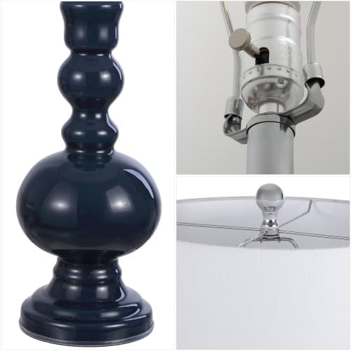 JONATHAN Y Genie 28.5" Glass Table Lamp, Navy, Set of 2