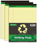 KAISA Yellow Legal Pads Writing Pads Recycled Paper 8.5"x11.75" Wide Ruled Perforated 50 sheets Hard Back Notepads 8-1/2"x 11-3/4" Writing Tablet Canary For Office Supplies (Canary 3pads)