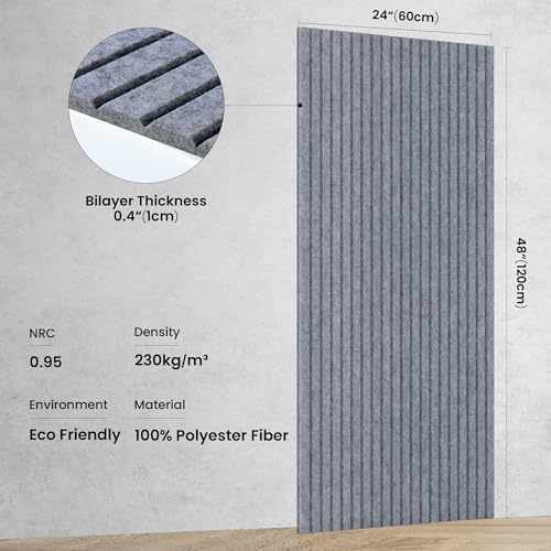 TO-TH Soundproofing Panels High-Density Acoustic Panel 5 Pack, African Gray