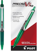 PILOT Precise V5 RT Rollerball Pens, Green, Pack of 12