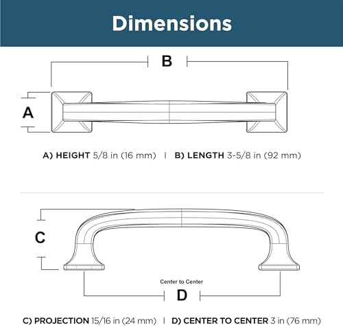 Franklin Brass (10-Pack) – Deep Bronze Cabinet Handles, 3 Inch Hole Center, Pulls for Drawers, Kitchen Cabinet Door, Dressers | Lombard