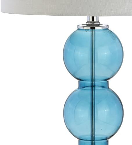JONATHAN Y Bella 27" Glass Table Lamp, Sky Blue/Chrome, Set of 2