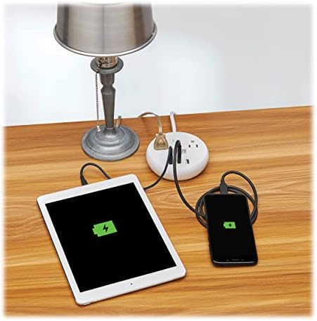 Tripp Lite Safe-IT 57W Surge Protector, 2 Outlets & 2 USB + 1 USB-C Port for Fast Charging, 300 Joules, 8 Foot 5-15P Cord, Manufacturer's Warranty & $25,000 Insurance (TLP28PD57WCAM)