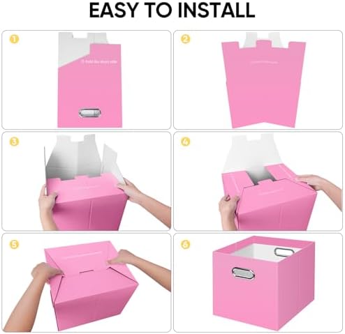 BALEINE 4PK File Organizer Box, Cardboard File Folder Organizer with Handle | Strong Corrugated Paper Core, Label Stickers for Identification, Hanging File Folder Organizer, Home Office Document Storage