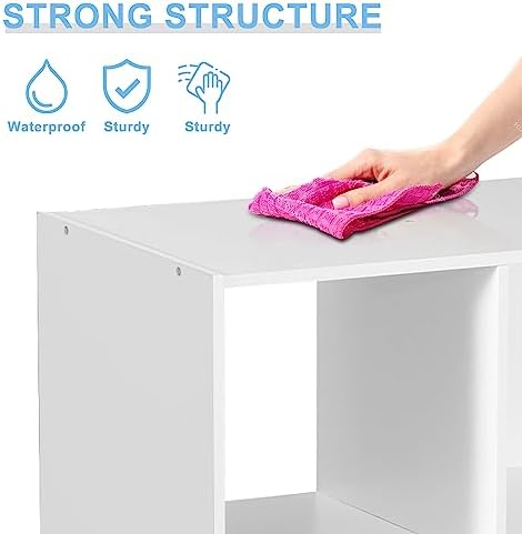 SUPER DEAL 12-Compartment Open Shelf Bookcase, 47 inch Wide Cube Storage Cabinet Wood Cubical Bookshelves Display Unit with 6 Removable Back Panels for Living Room Bedroom, White