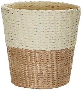 Household Essentials 2-Tone Woven Waste Basket, HandWoven Paper Rope Basket, Sturdy and Flexible, Great for the Bathroom, Office or Bedroom
