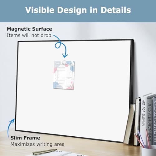 Large Magnetic Whiteboard, 36" x 24" Dry Erase White Board for Wall