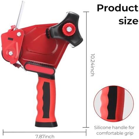 QILIMA 3 Inch Wide Packing Tape Dispenser Gun Seal Packing for Use Tape Dispenser Gun for Shipping, Moving, Carton and Box Sealing-Red