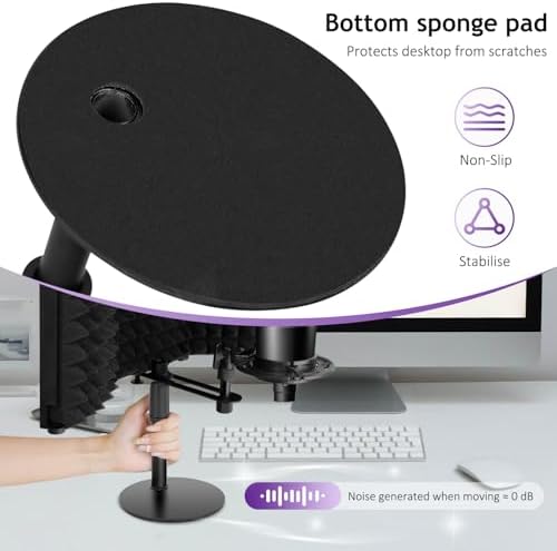 Microphone Isolation Shield, 3 Panels Sound Proof Mic Shield with Mic Stand and Pop Filter, High Density Absorbent Foam Mic Isolation Shield for Recording