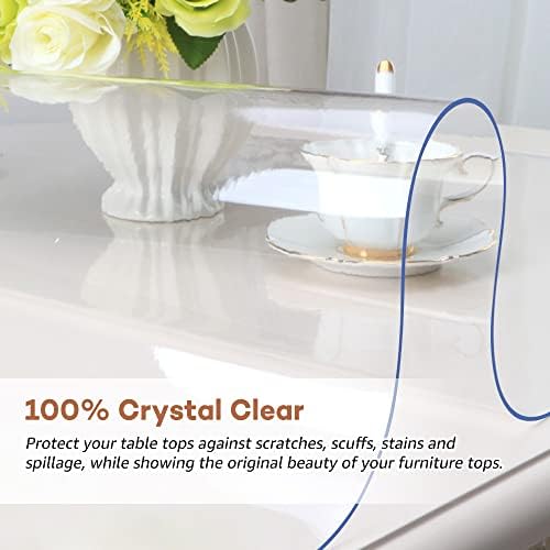 RostiKong Clear Table Pad Protector 32 x 60 Inch Transparent Plastic Dining Table Cover PVC Vinyl Tablecloth Desk Pad Mat Wooden Marble Coffee Glass Sofa Bar Bistro Pub Console Table Liner Protector