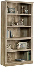 Sauder 5 Tier Book Shelf Wooden Bookcase Multipurpose Bookshelf for Home Office, Living Room, in Lintel Oak