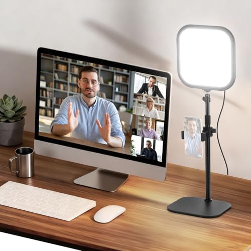 NEEWER Basics 10.8" Video Conference Lighting, 15W Bi Color Edge Lit Full Screen CRI95+ Ring Light with Desk Stand & Phone Holder for Webcam Meeting Streaming Computer Laptop Zoom Calls