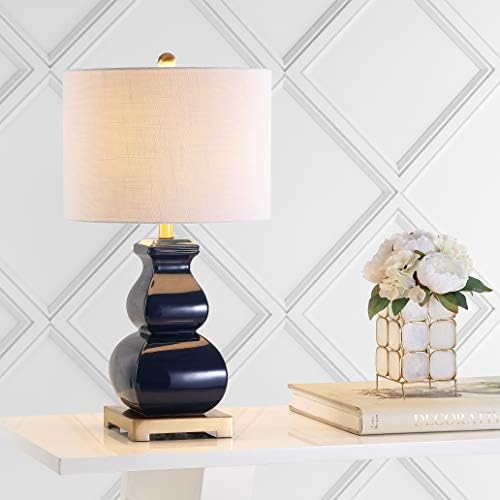 JONATHAN Y Vienna 25.5" Ceramic Metal Footed Vase Table Lamp, Navy/Gold