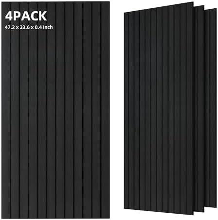 TO-TH Sound Absorbing Panels Wood Grain Acoustic Wall Panel 4 Pack, Smoky