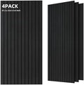 TO-TH Sound Absorbing Panels Wood Grain Acoustic Wall Panel 4 Pack, Smoky