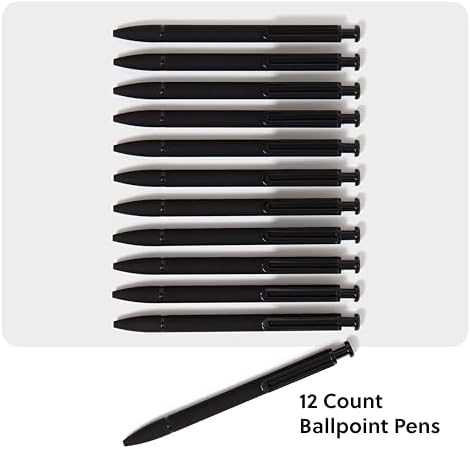 U Brands Monterey Ballpoint Pens, 12 Pack, Retractable, Midnight Black