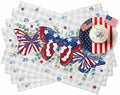 4th of July Placemats Set of 6, Patriotic Star Butterfly Heat Resistant Washable Dining Table Mats Summer Farmhouse Decor for Kitchen&Table Linens Outdoor Indoor, Eucalyptus Leaves Grey Buffalo Plaid