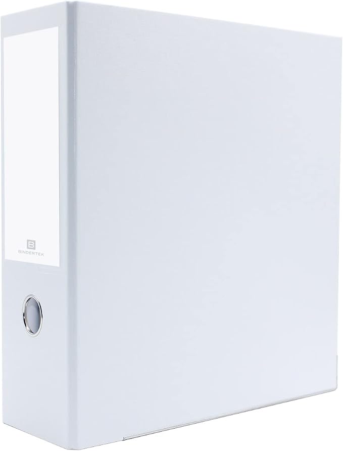 3-Ring Premium High-Capacity Binder - White, 4" Spine, by Bindertek | 675 Sheet Capacity, 3" D-Rings, Linen-Textured Covers, Steel Reinforced Edges, Spine Label Included