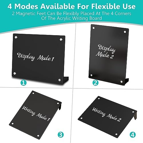 2PCS Black Acrylic Calendar Dry Erase Board with Stand for Desk, 16x12 Large Desktop Monthly Whiteboard Magnetic Fridge Memo Board, Daily Planner Chalkboard Easel for Office, School